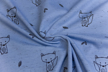 Jersey mit Füchsen, jeansblau, 0,5 m